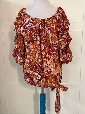 Vince Camuto Off-Shoulder Paisley Blouse 1X